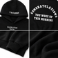 A black hoodie shown in a four-panel collage with white printed text: '1 in 4 trillion' on the hood, 'CONGRATULATIONS YOU WOKE UP THIS MORNING' on the back, 'VILLEON STYLES New York' on the chest, and a close-up of the ribbed cuffs and fabric texture.