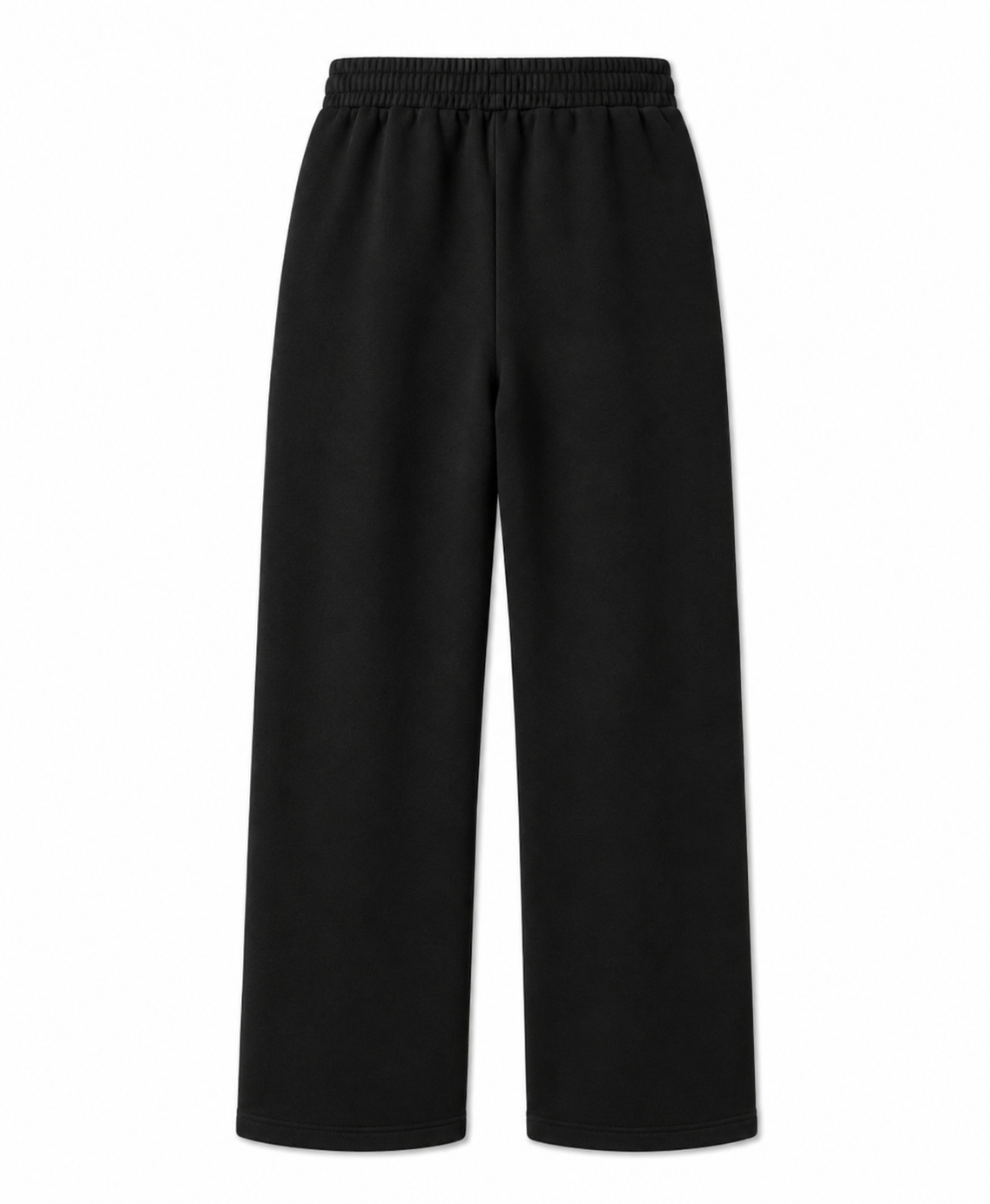 Black wide-leg cropped pants with an elastic waistband, shown flat against a plain white background.