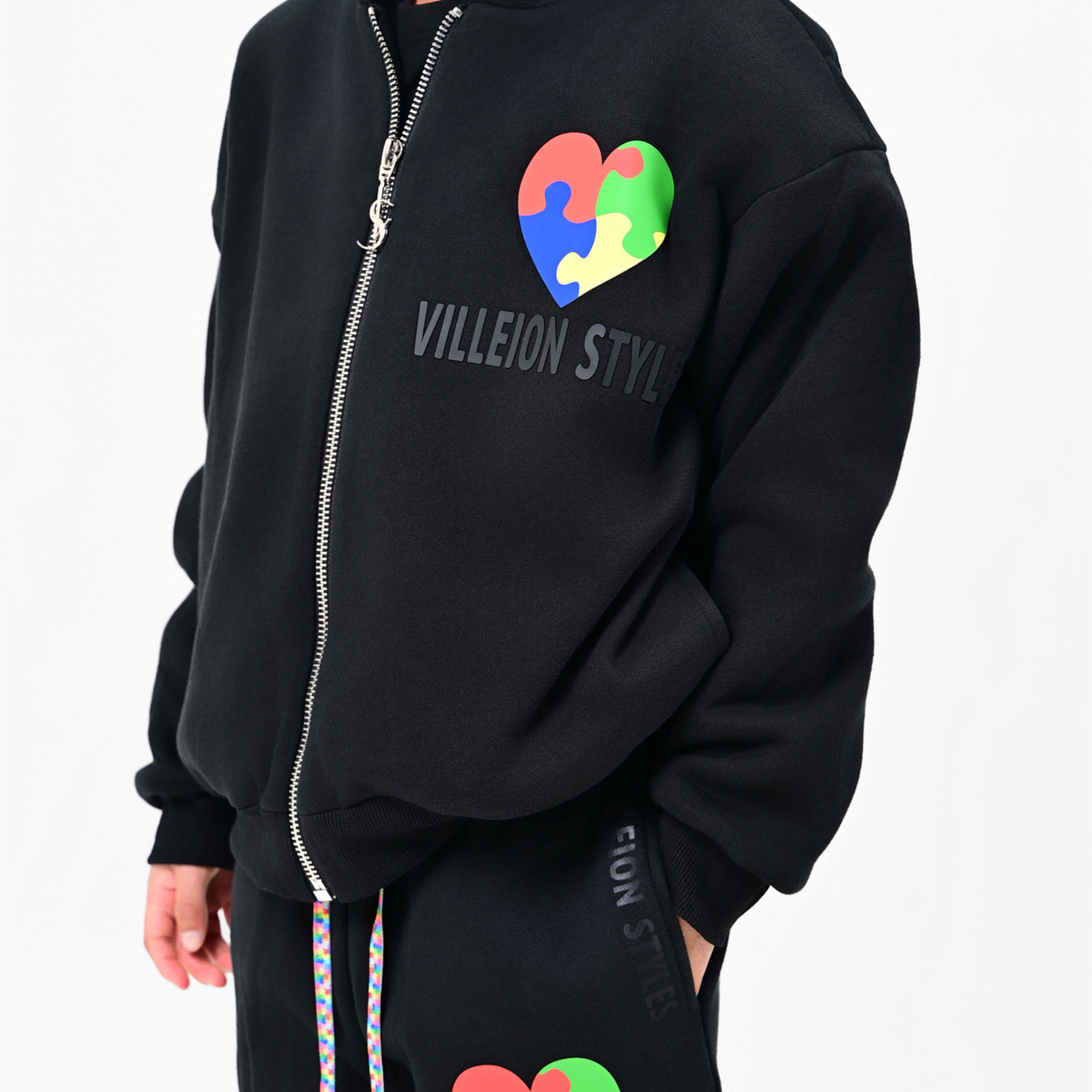 Kids Autism Awareness Premium Jacket — Midnight Black